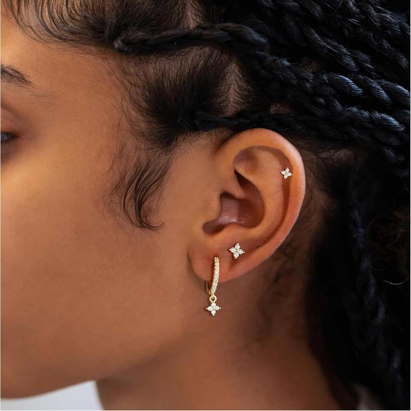 Funsanny Store Gold Ear Cuffs Earrings for Women Non Piercing - Clip on Cartilage Earrings Dainty 14K Gold Sterling Silver Plated Cubic Zirconia Huggie Hoop Earring for Women No Tarnish Trendy Jewelry Set - Image 5